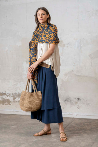 FALDA CAPAS LARGAS AZUL MARINO