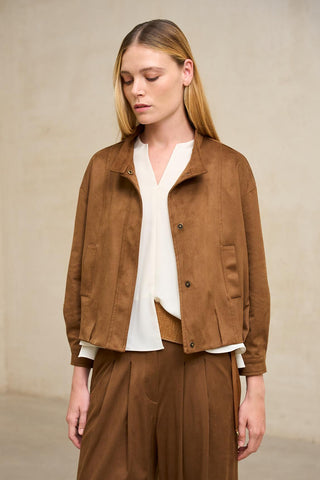 Zuri camel faux-suede jacket
