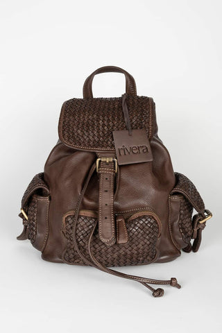 Braided leather Vael backpack in brown