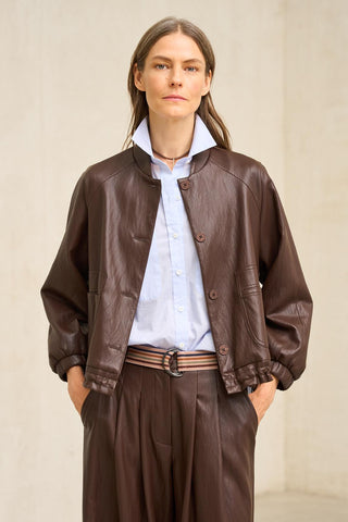 Cazadora Jeidy de piel vegana marrón