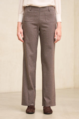 Pantalón Xena pata de gallo marrón y azul