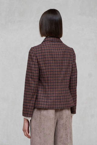 CHAQUETA VERONA SOLAPA PEQUEÑA CUADROS BURDEOS