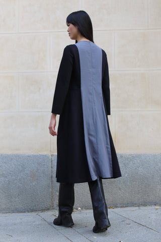 VESTIDO SIENA BICOLOR NEGRO Y GRIS