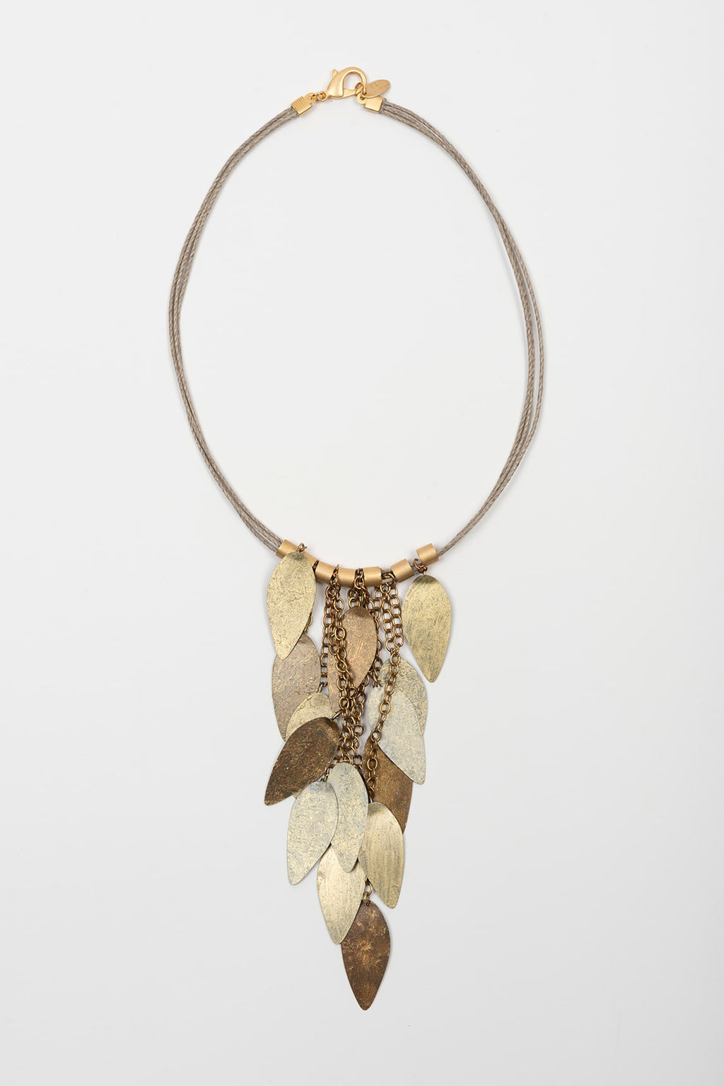 Brumel multi-metal necklace with cascading hanging leaves – Rivera