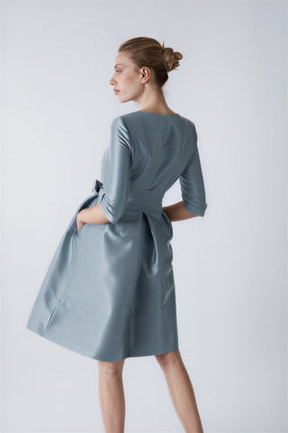 Vestido gabardina Odelia azul irisado