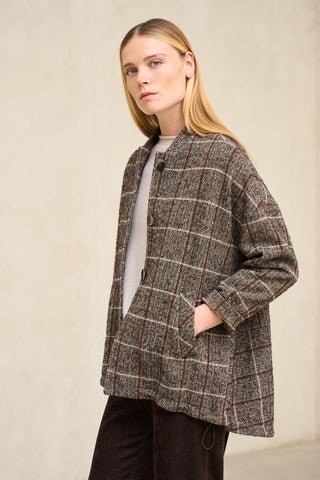 Cermora checked bomber coat