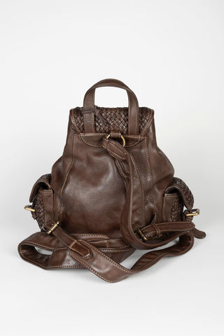 Braided leather Vael backpack in brown
