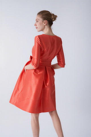 Odelia coral trench coat dress