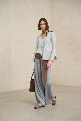 Top de punto Virel gris claro